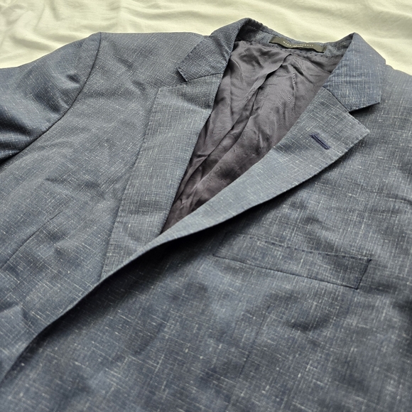 Hugo Boss Blue Textured Slim Fit Blazer 40R Two Button Sport Coat